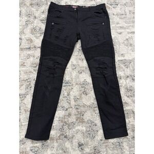 Smuggler's Moon Jeans Mens 38x33 Black Distressed Destroyed‎ Grunge Streetwear